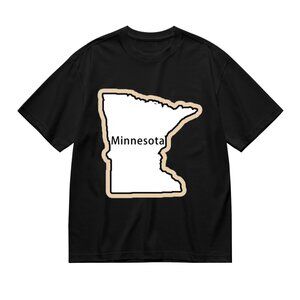 Minnesota Map Graphic Tee - Black with Cream & White Print